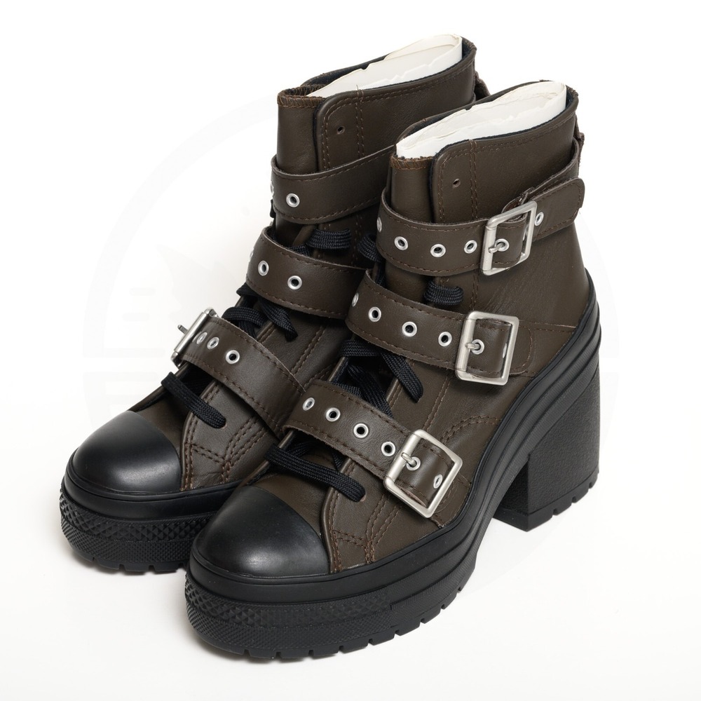 Converse Chuck 70 De Luxe Heel Women's Sz 7 Leather & Buckles Platform Boots NIB - Picture 7 of 14